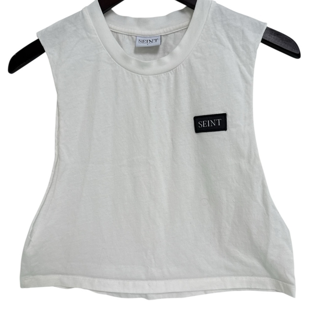 Seint White Sleeveless Crop Top